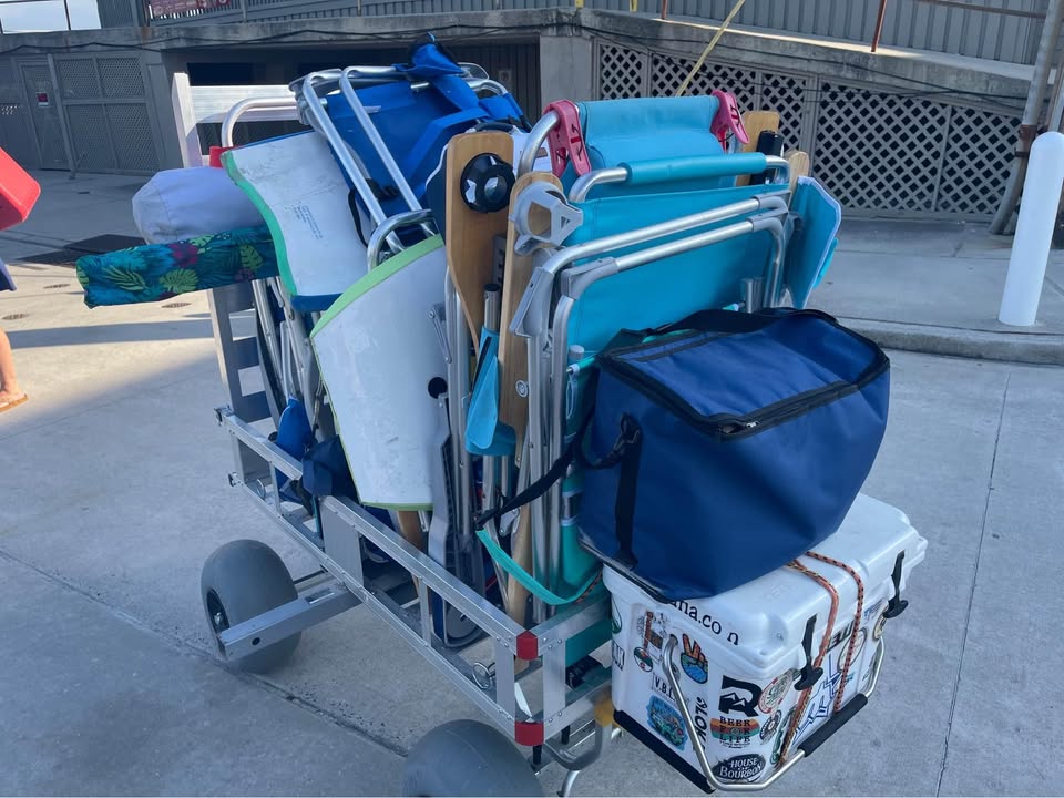 Shore Haul beach cart loaded with chairs and coolers